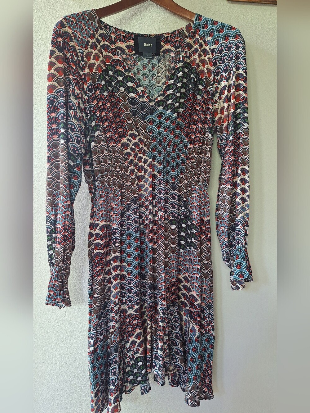 Anthropologie Maeve Monaco Empire Fan Print Boho Smocked Dress Women’s Size M - Picture 1 of 6